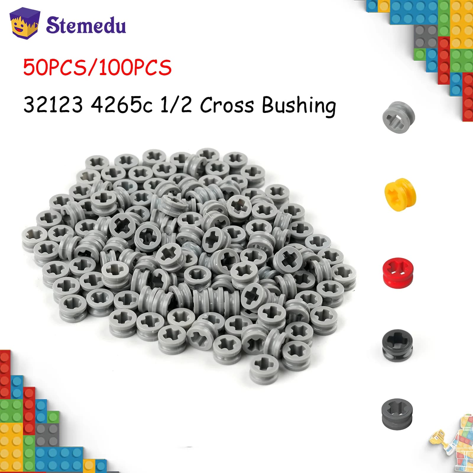 50PCS/100PCS 32123 4265c 1/2 Boccola Croce Tecnologia Building Blocks Parti Asse Bush assembla MOC Mattoni Giocattoli FAI DA TE Accessorio