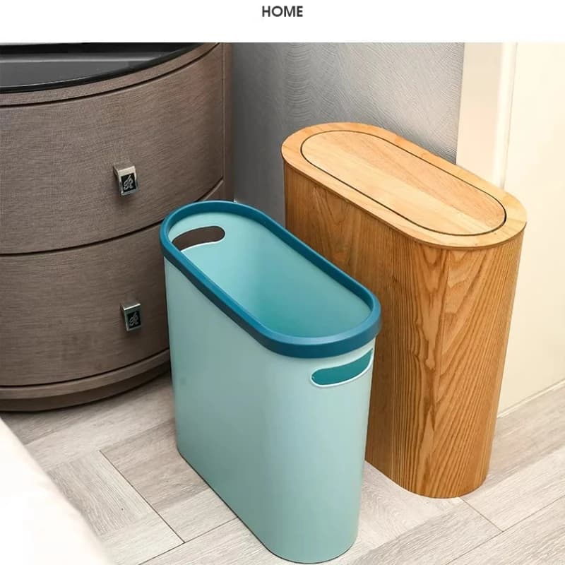 Cestino per Rifiuti in Legno Stretto, Finitura Opaca Salvaspazio per Angolo Cucina, Cestino Sottile per Carta con Coperchio, Arredo Casa