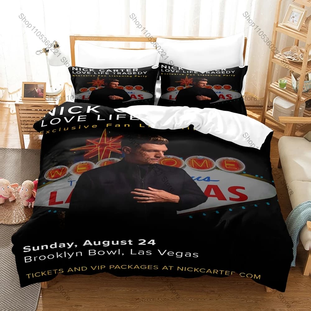 Cool Nick Carter Love Life Tragedy Fan Merch Duvet Cover + 2 Pillowcases Pop Singer Bedding Set Comfortable Textile for Music Lo