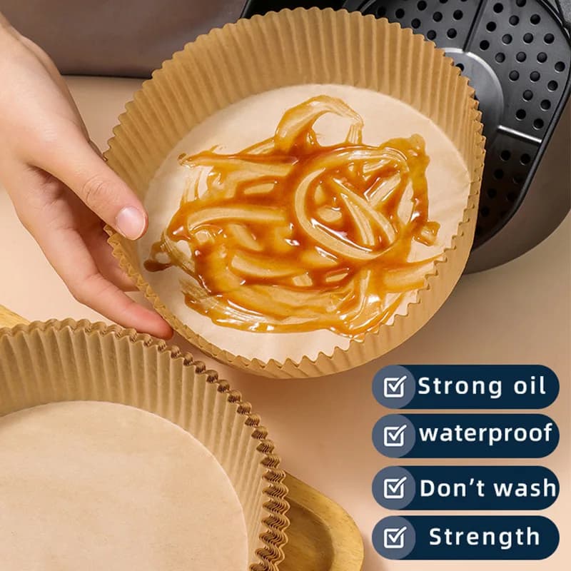 50 pieces of special paper for air fryer, silicon oil paper, round bracket, high temperature absorbent paper, cooking accessories