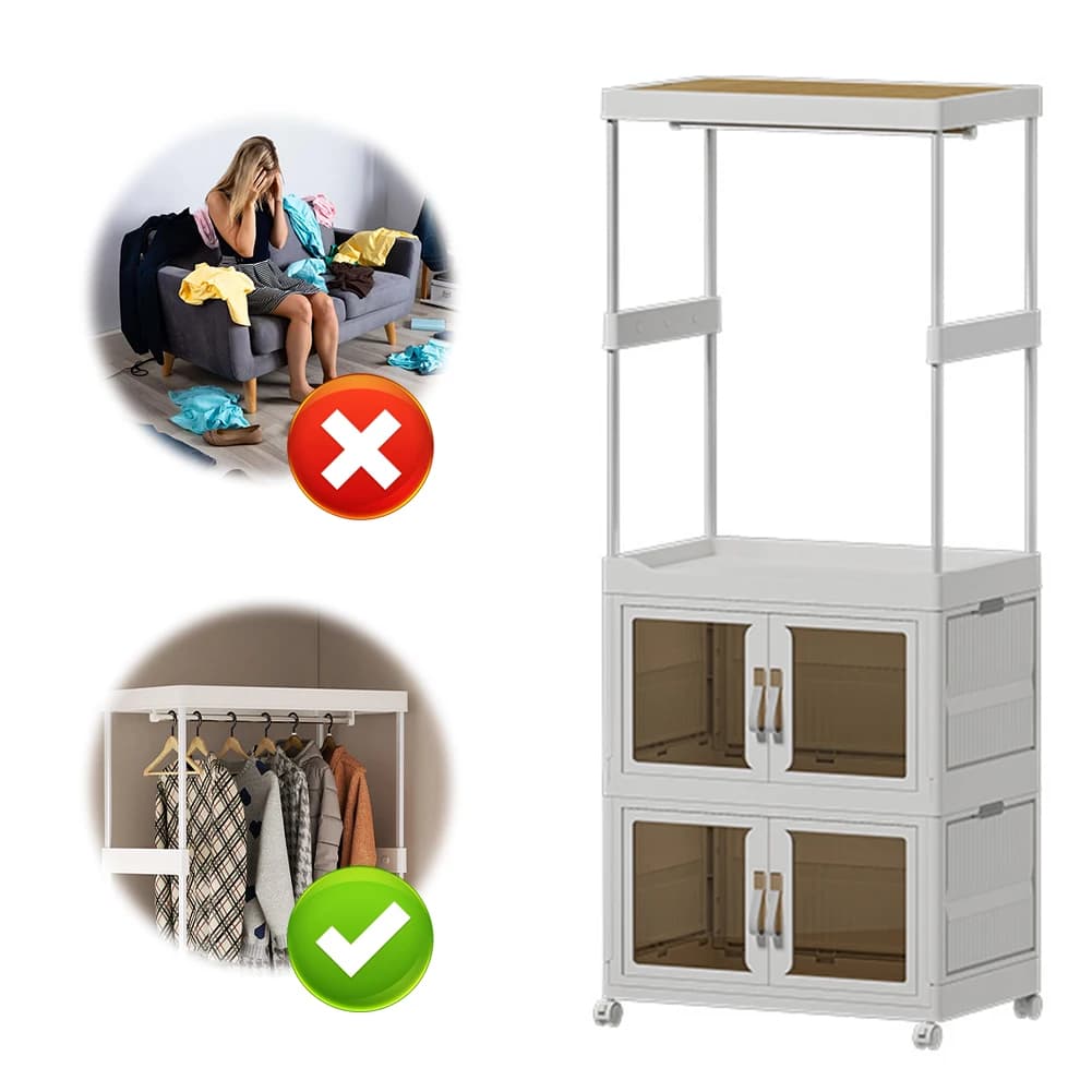 Armadio Mobile Organizer of Dresses with Auction Dresses and Storage Room, Bed and Living Room