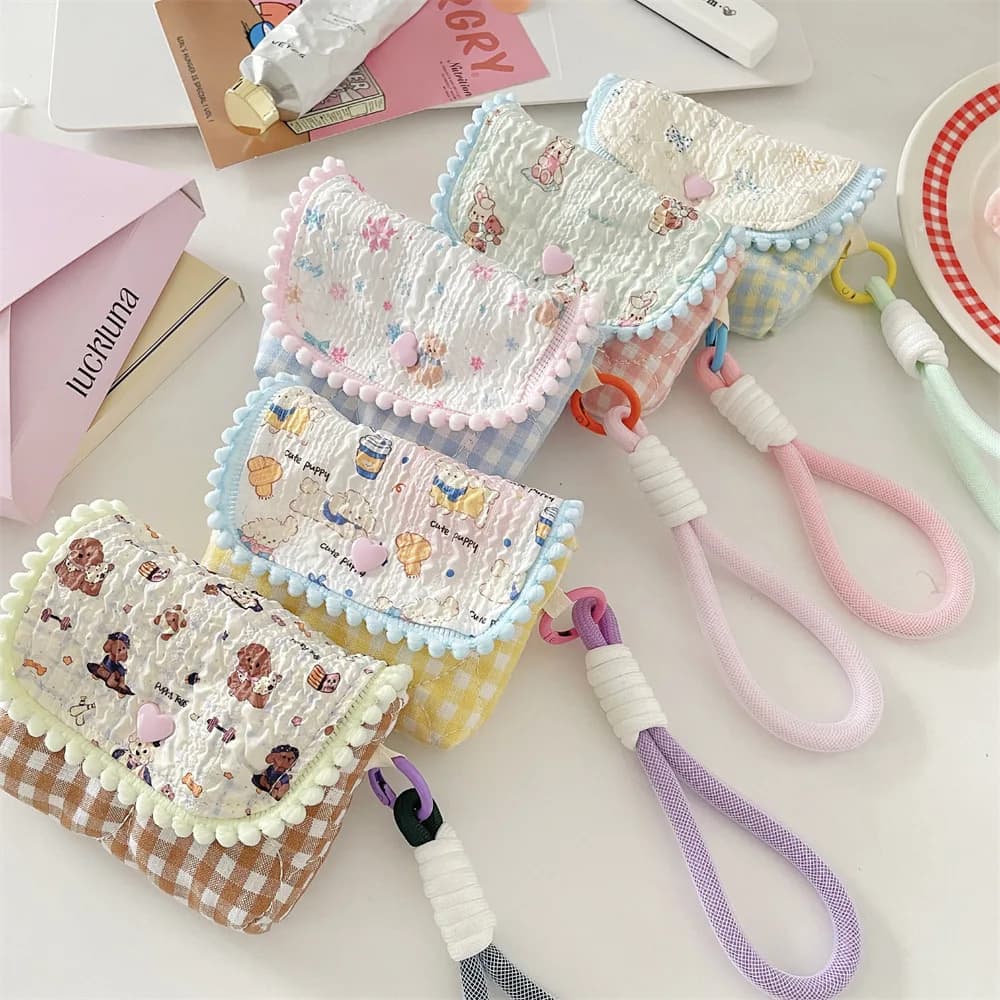 Borsa Cosmetica Portatile in Cotone Floreale per Signore, Piccola Pochette per Fotocamera, Borsa da Viaggio Leggera e Semplice