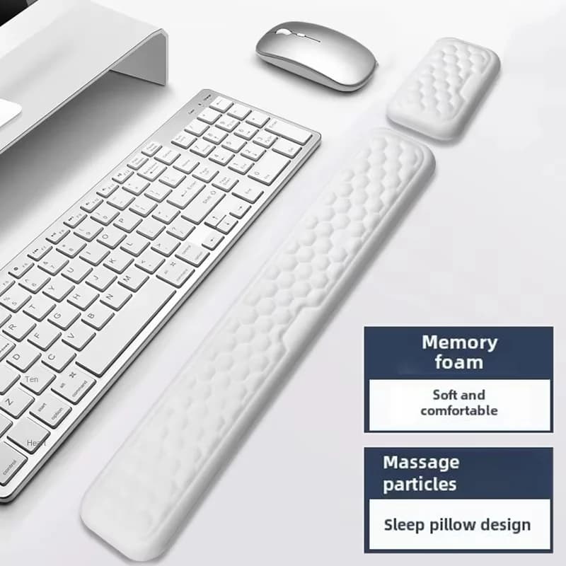 Tappetino Ergonomico per Tastiera e Mouse con Supporto per Polso in Memory Foam per Ufficio, Computer, Laptop e PC
