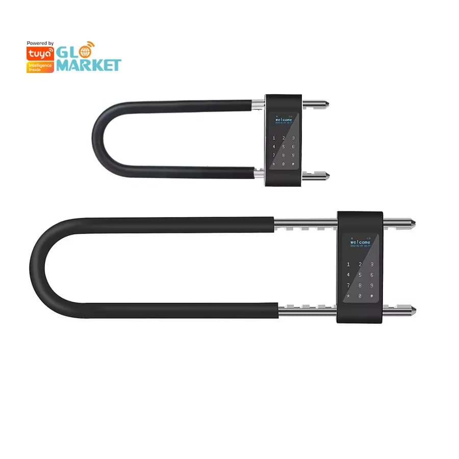 Glomarket Automatico Smart Tuya Blocco impronte digitali Magazzino Lucchetto elettronico con gancio Carica USB Lucchetto per bici a forma di U