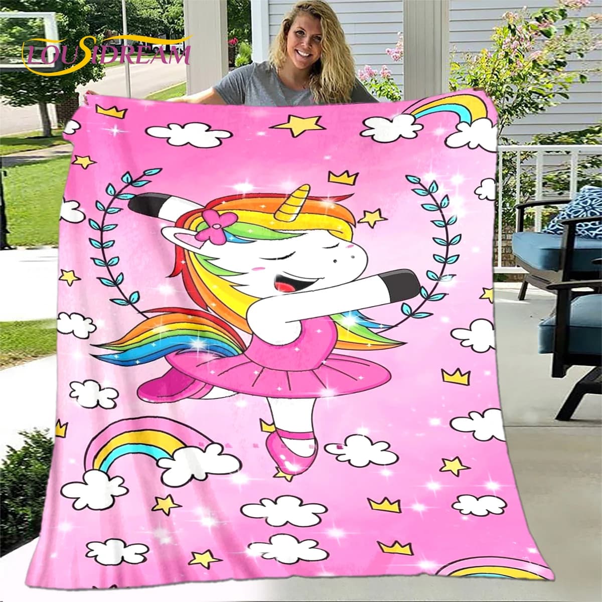 Coperta di unicorno carino cartone animato, coperta di flanella, coperta calda per bambini per soggiorno letti camera da letto divano regalo di viaggio
