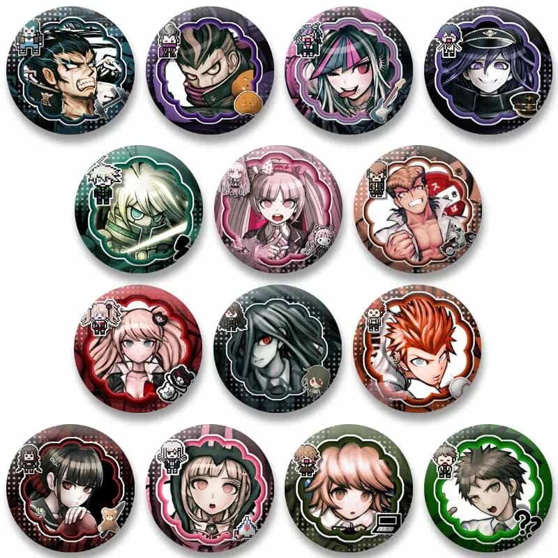Spille Rotonde Anime Game Danganronpa: Naegi Makoto, Kirigiri Kyoko, Maizono Sayaka - Badge Cartoon per Borsa, Jeans, Risvolto - Gioielli Regalo