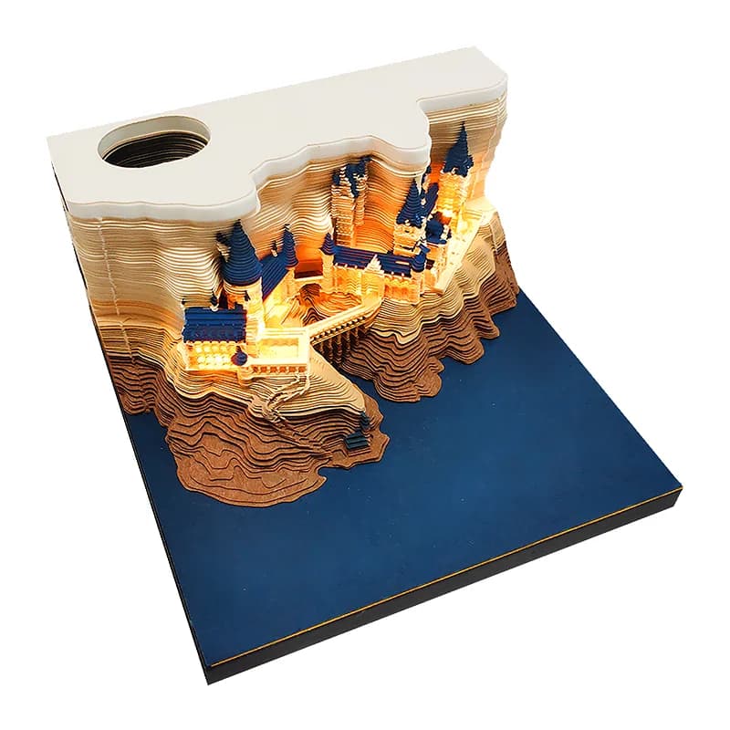 Omoshiroi Block Magic Castle Blocco note 3D 160 fogli Note adesive 3D Note di carta Blocco note con logo personalizzato Regalo di compleanno di Natale