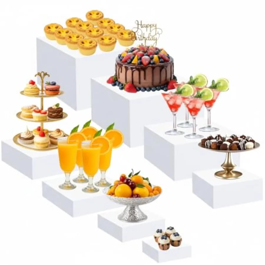 Set di 8 Alzatine per Buffet in Acrilico - Supporti Decorativi a Cubo da 3 a 10 Pollici con Fondo Cavo per Esposizione di Cibo, Gioielli e Decorazioni da Tavola