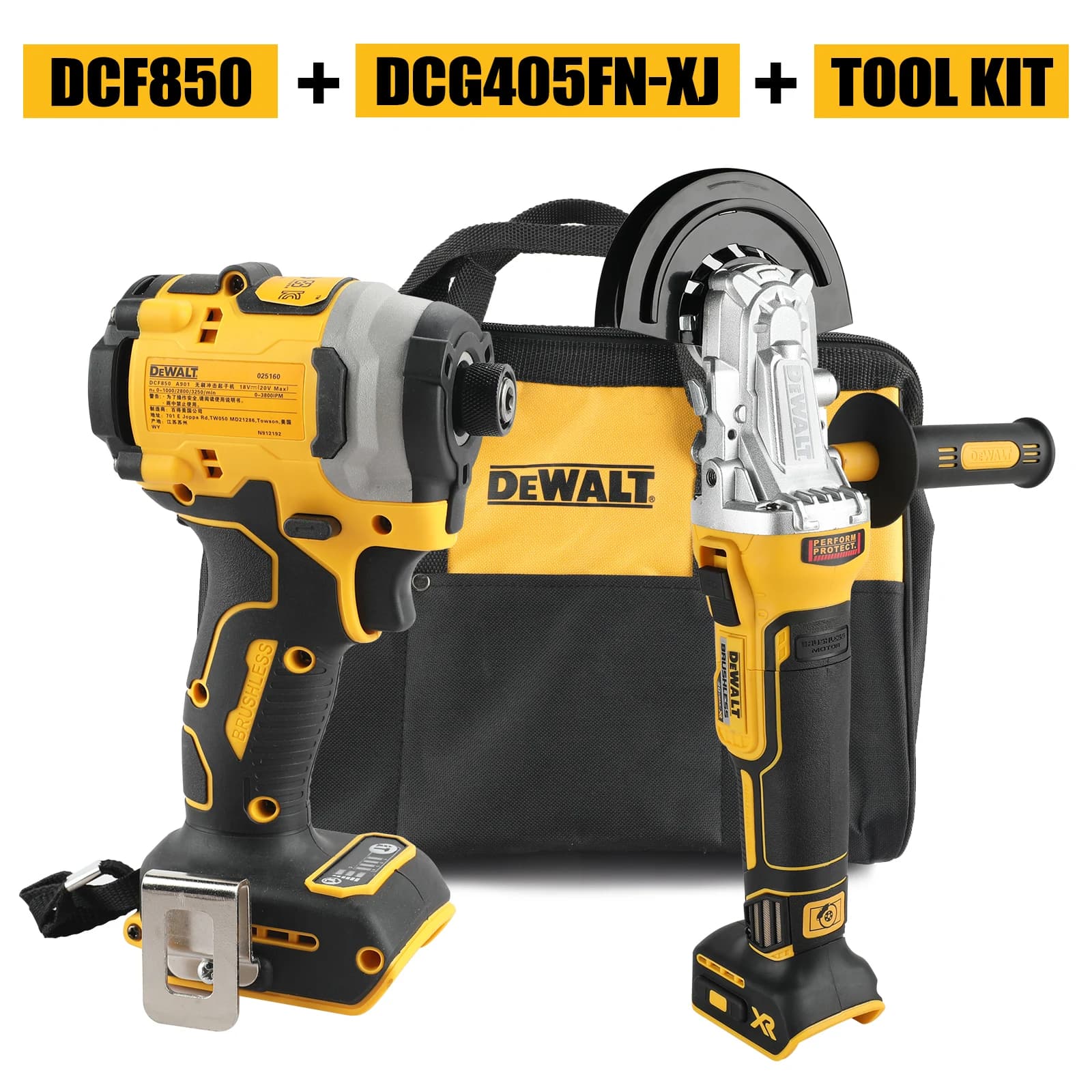 Dewalt DCF850 DCG405FN Cacciavite elettrico a batteria ricaricabile 125mm Smerigliatrice angolare Manutenzione Macchina da taglio Strumento Combo