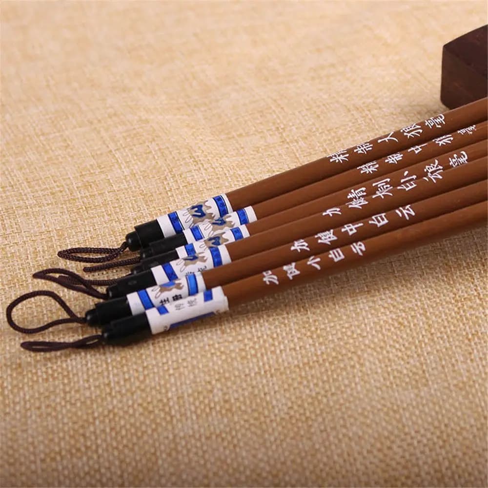 6pcs/Set Calligraphy Wrinting Brush Bamboo Wolf's Hair Traditional Chinese Calligraphy Practice Writing Brush Writing Brush