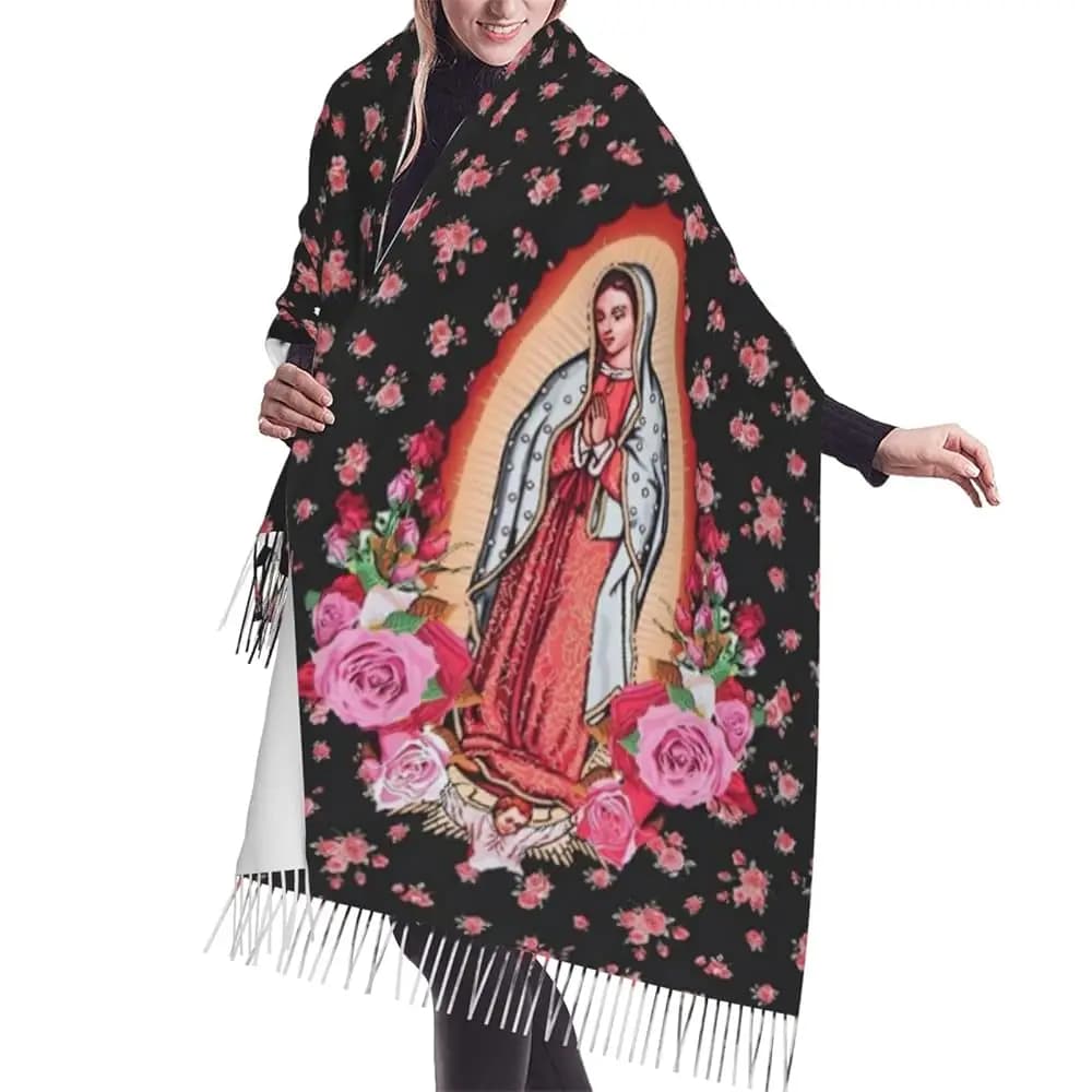 Sciarpa da donna Cat Flower, super morbida, alla moda, lunga, leggera, in seta, con protezione solare, scialle avvolgente con nappe