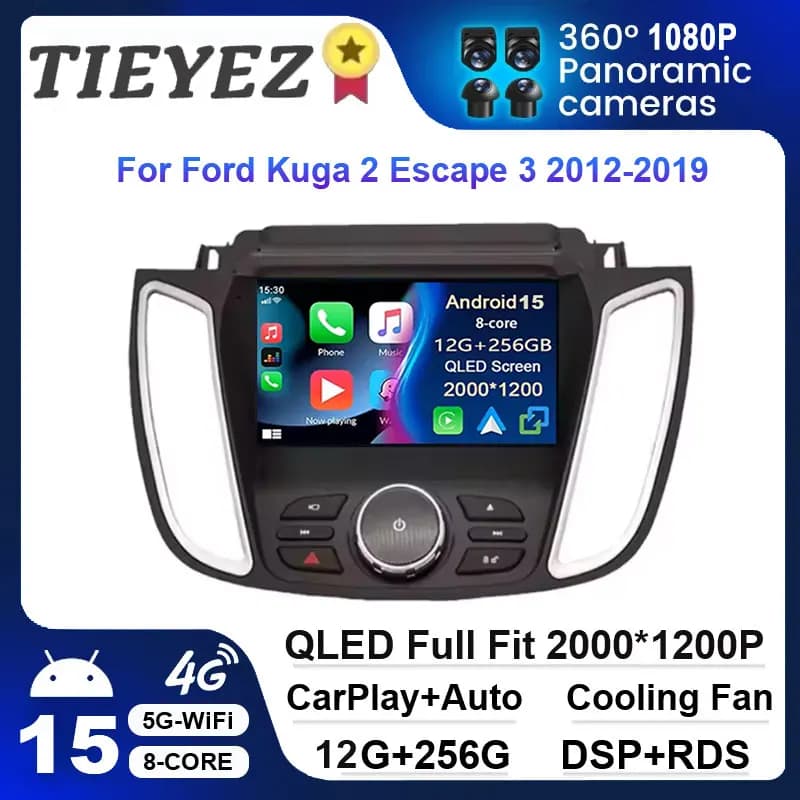Android 15 For Ford Kuga 2 Escape 3 2012 - 2019 CarPlay Radio Multimedia Stereo Car play Android Car 2DIN Autoradio