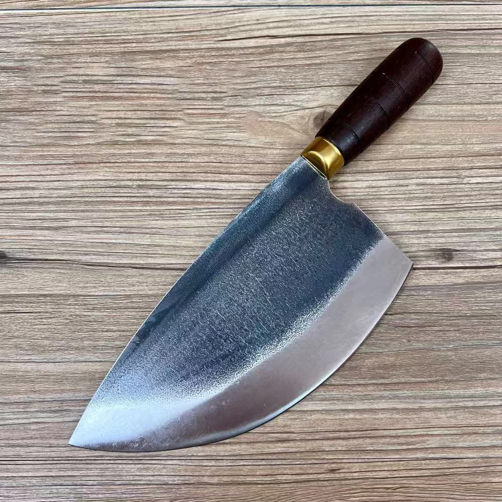 Coltello tritatutto da 8,5 pollici Lama in acciaio per molle Macellaio Tritare coltelli da cucina forgiati fatti a mano Tritare carne ossea e utensili per pollame