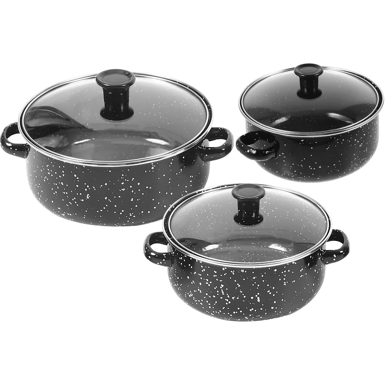 Mini pentole smaltate pentole con manico coperchio per salsa padelle antiaderenti in tre pezzi casseruola piccola