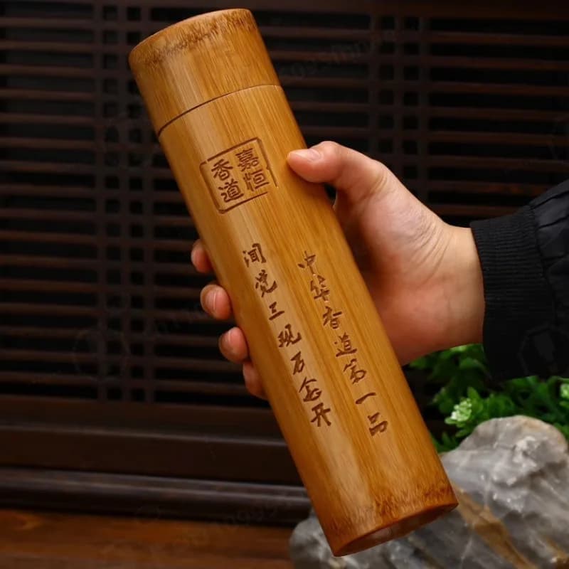 35CM Natural Bamboo Incense Stick Cylinder Household Decoration Indoor/ Tea Room/sealed Moisture-proof Tube/Joss Stick Barrel