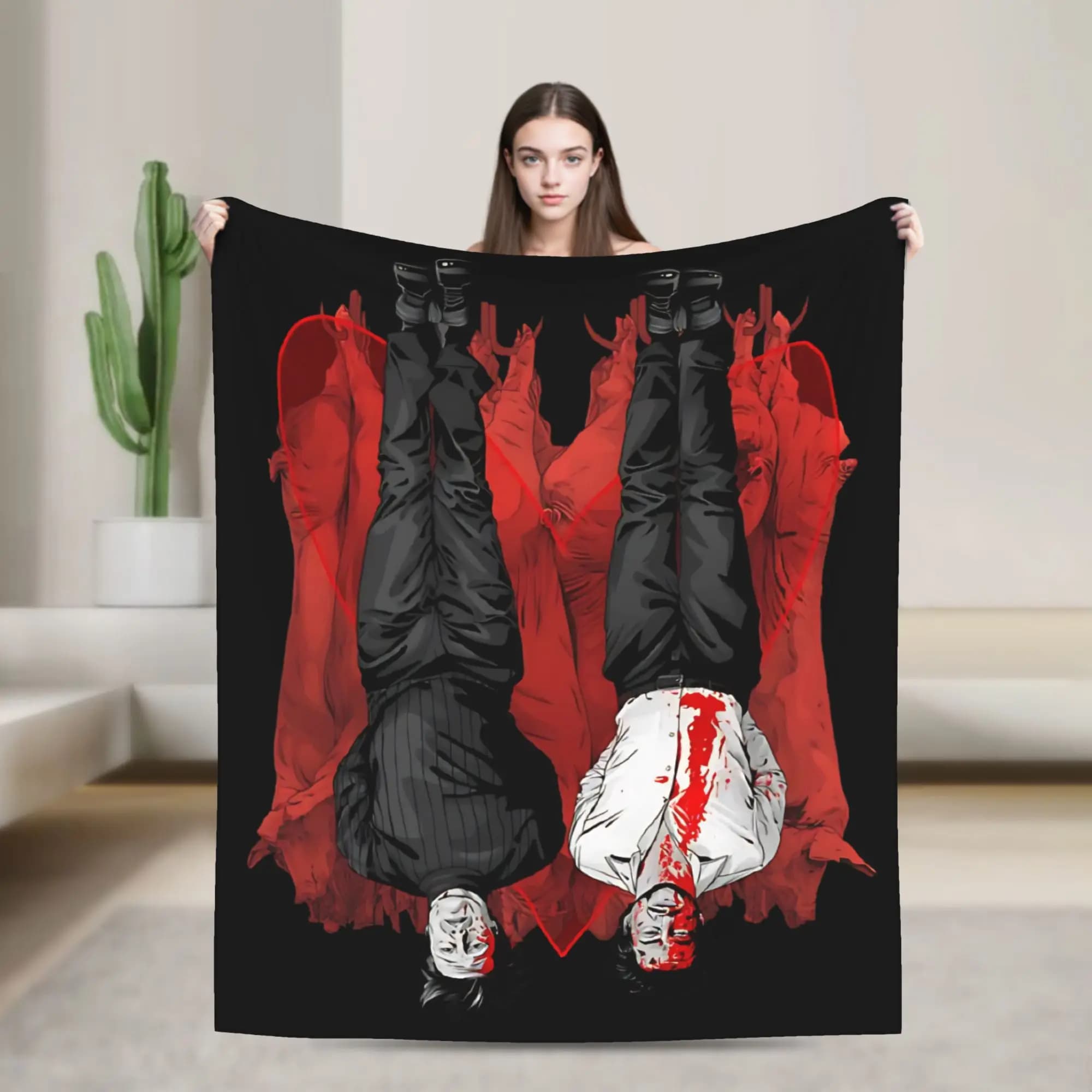 Hannibal Hannigram Knitted Blankets Flannel Mads Mikkelsen Ultra-Soft Throw Blanket for Home Couch Bedroom Quilt
