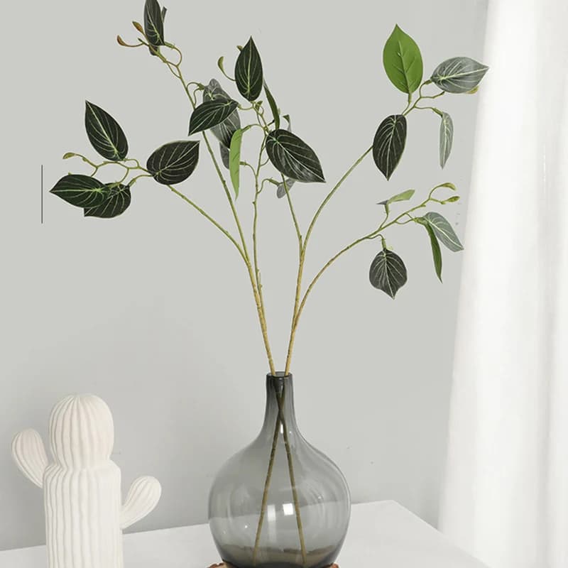 1PCS 75CM 3 Fork Artificial Arrowroot Leaves Home Decor Green Plants Leaf Wedding outdoor decoration plante artificielle