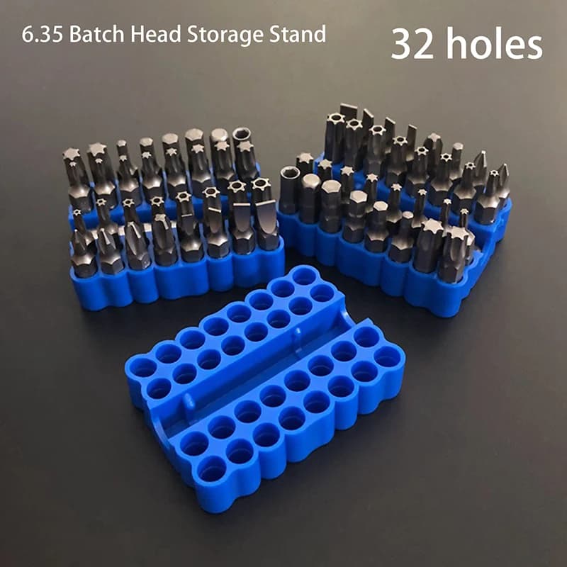 Set of 2 Screwdriver Drill Bit Storage Holder, 32 Holes Hex Shank Organiser for 6.35mm Shank Storage Box