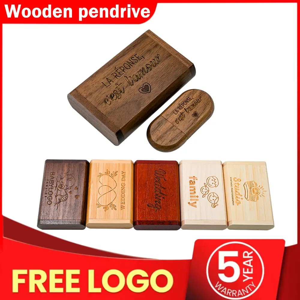 Wooden Box USB Flash Drive 128GB Creative Gifts Memory Stick 64GB Red Wood Pendrive 32GB Carbonized Bamboo U Disk 16GB 8GB 4GB