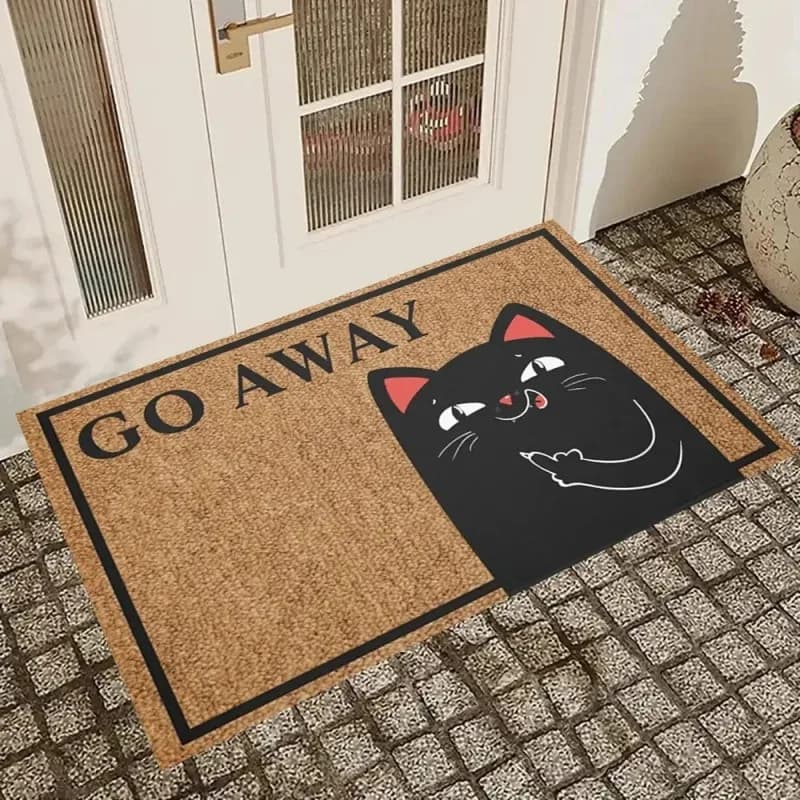 VIKAMA Funny Black Cat Go Away Doormat Non-slip Outdoor Entrance Rug Washable Dustproof Floor Mat For Home Decor