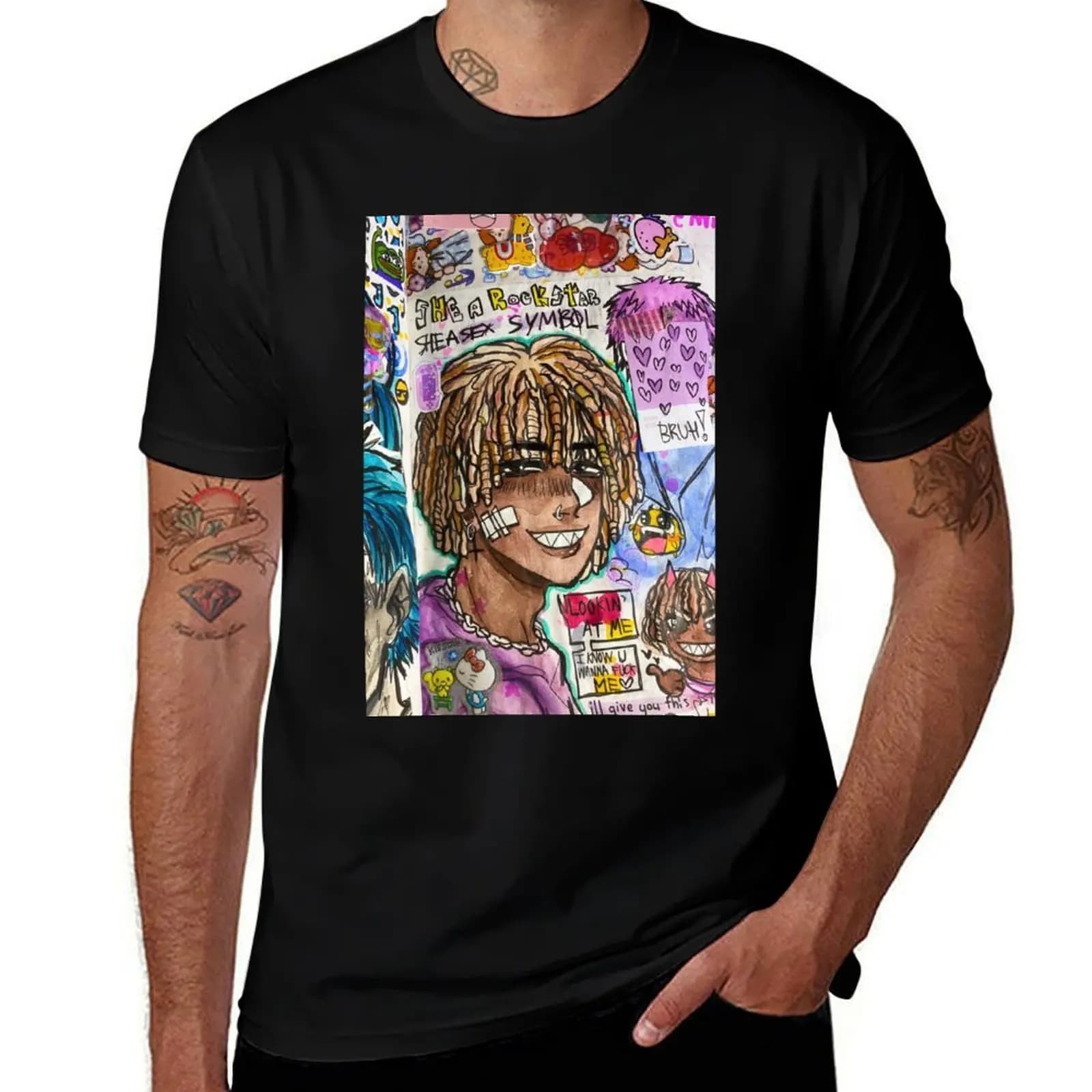 Sketchbook Page Traditional Art T-Shirt Big and Tall Crew Neck Tee T-Shirt