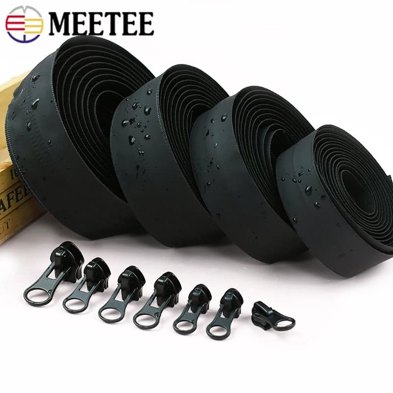 2-5M 3 # 5 # 8 # 10 # Cerniere in nylon impermeabili con estrattore di cerniere Nastro per cerniera per indumenti Chiusura tascabile Kit di riparazione per cerniera Accessori per cucire