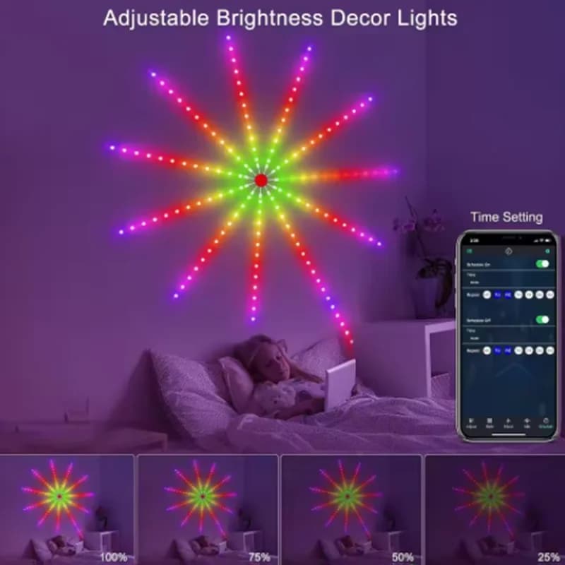 Fuochi d'artificio di Natale Luce RGB LED String Light Festoon LED Ghirlanda Lampada da giardino per esterni Decorazioni per feste di nozze Lucine