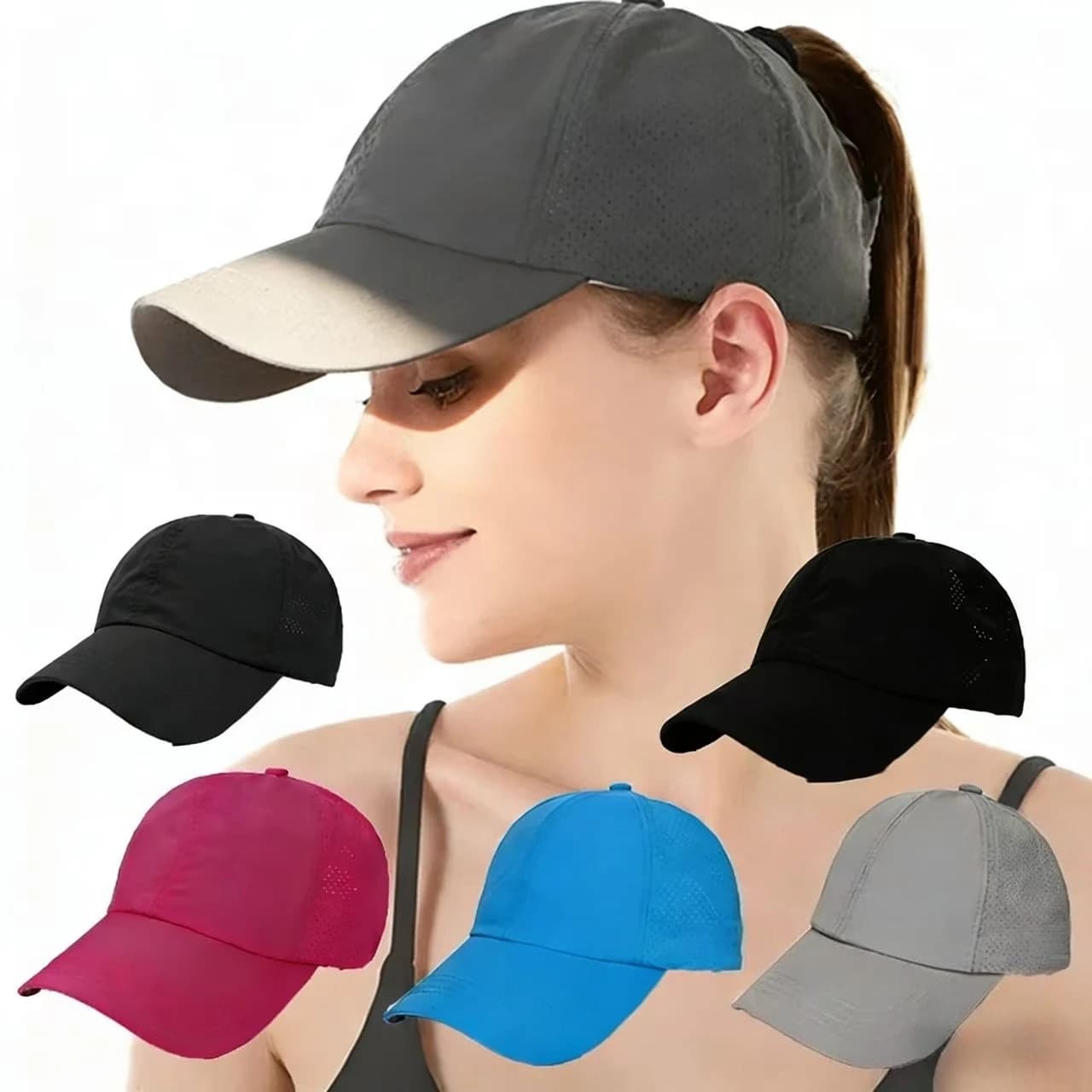 Cappello da baseball sportivo estivo con coda di cavallo, nuovo cappello a becco d'anatra alla moda casual a tinta unita, cappelli da donna e da uomo