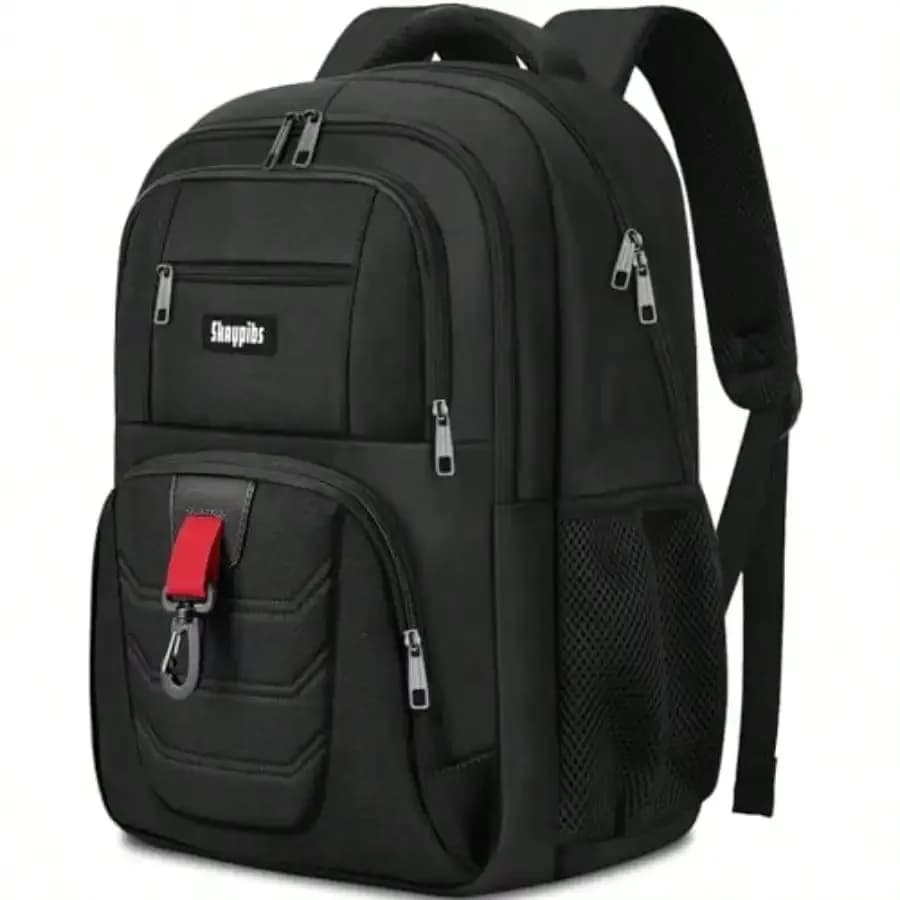 Black Backpack For Men Women, School Backpack For Boys Teens, 15.6 Inch Laptop Backpacks With Reinforced Straps, Water Resistent Book Bag, Work College Student Bookbag, Travel Back Pack