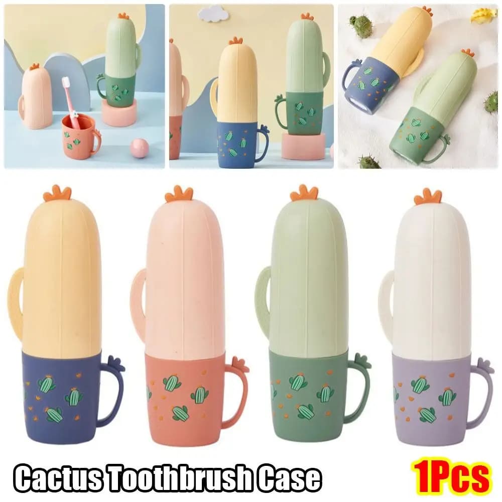 1 pz durevole multifunzionale cactus custodia per spazzolino simpatico cartone animato portatile contenitore per dentifricio asciugamano portaoggetti tazza di lavaggio da viaggio