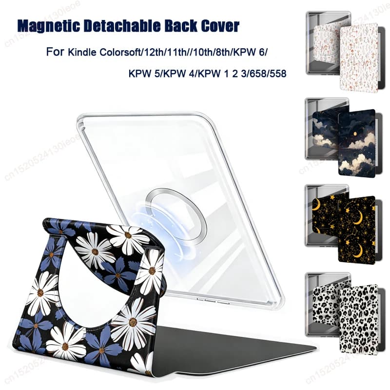 For Kindle Paperwhite 6 Case of 12th generation from 7 inches 360 ° Detachable magnetic cover for ebook with rotation for Kindle Colorsoft 7" Funda