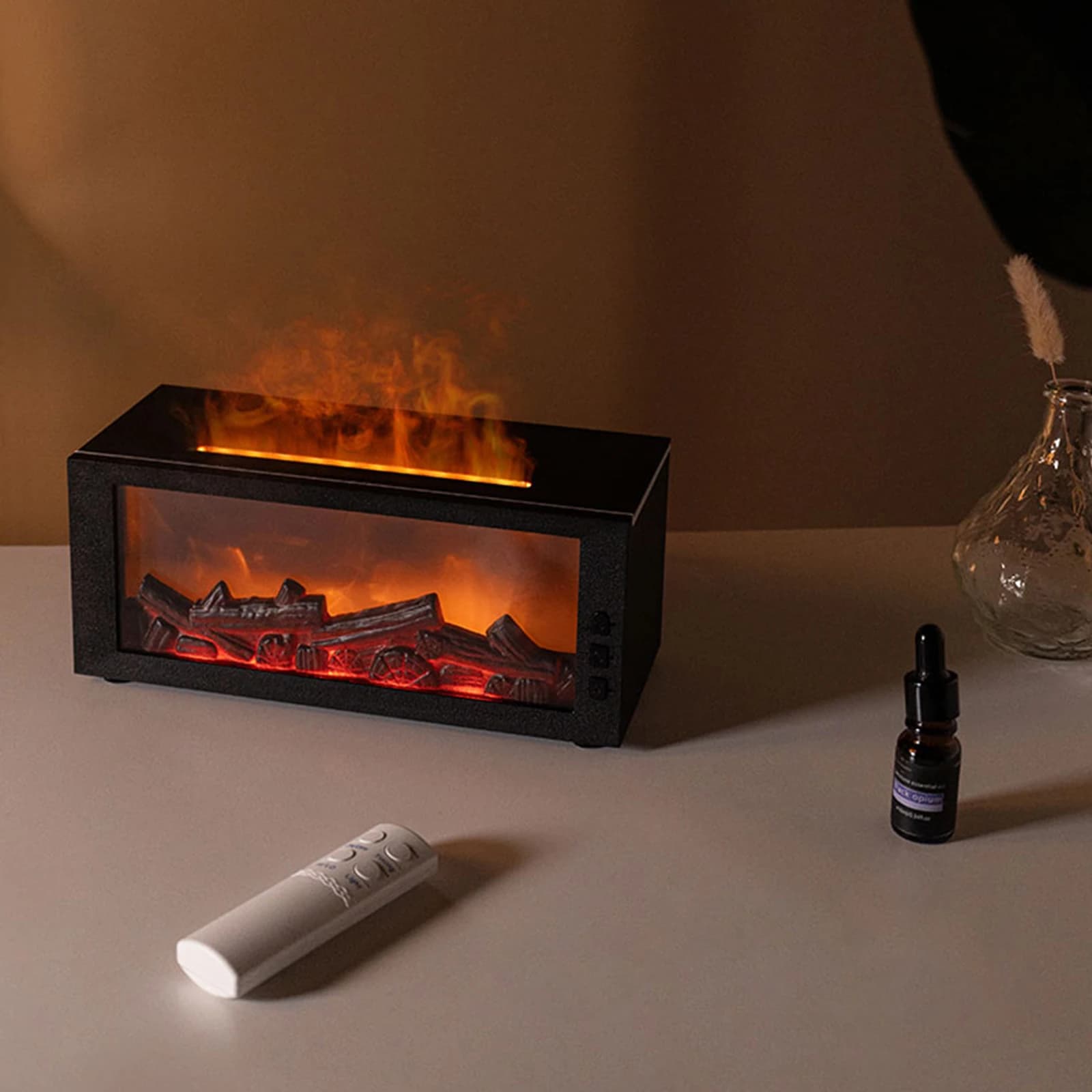 Diffusore di Aromi con Effetto Fiamma in 7 Colori e Timer, Umidificatore per Oli Essenziali e Luce Notturna per Camera da Letto e Arredamento Casa