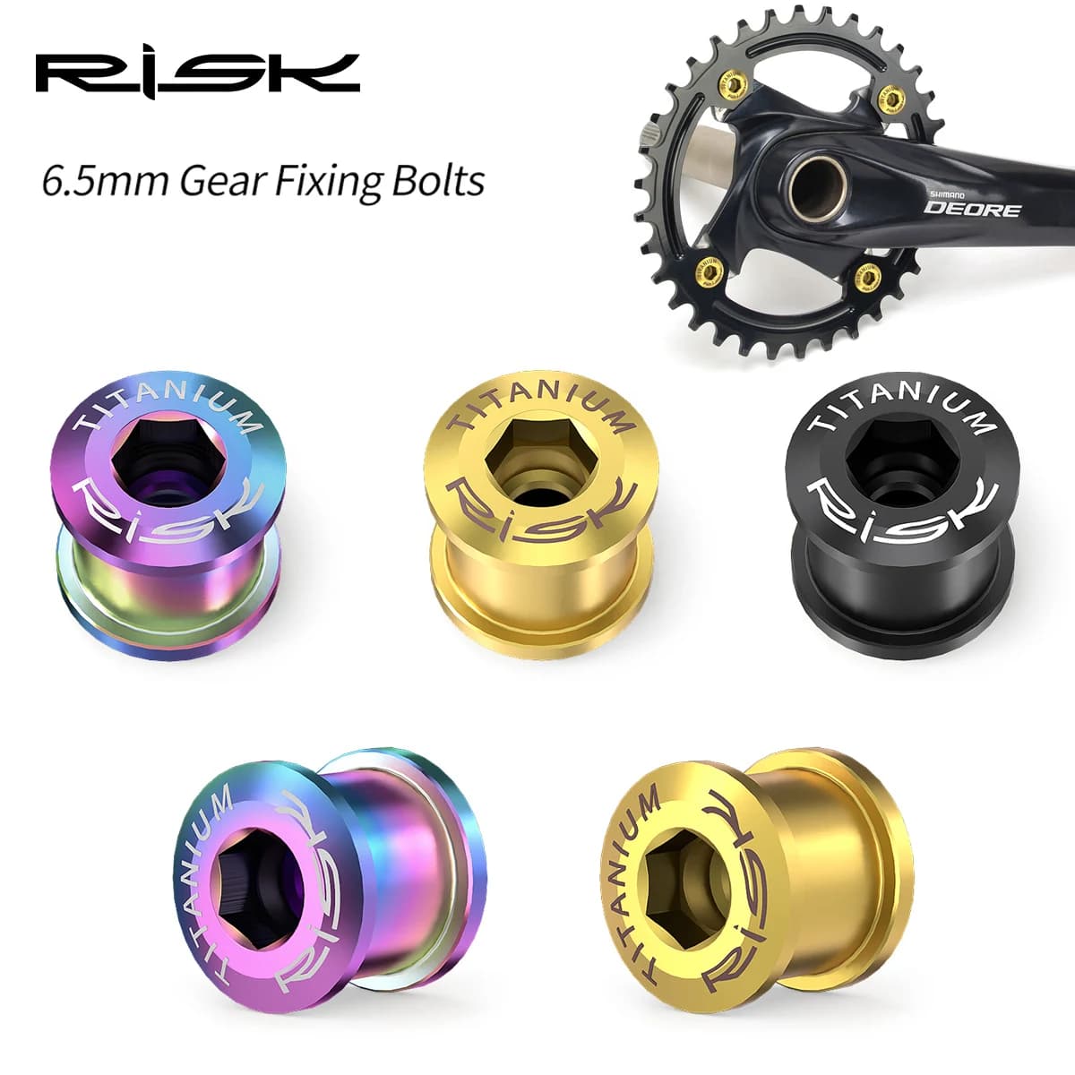 Rischio Vite ruota dentata da 6,5 mm Bulloni per corona in lega di titanio Vite di bloccaggio ruota catena bicicletta Bulloni di fissaggio ingranaggi per accessori XT