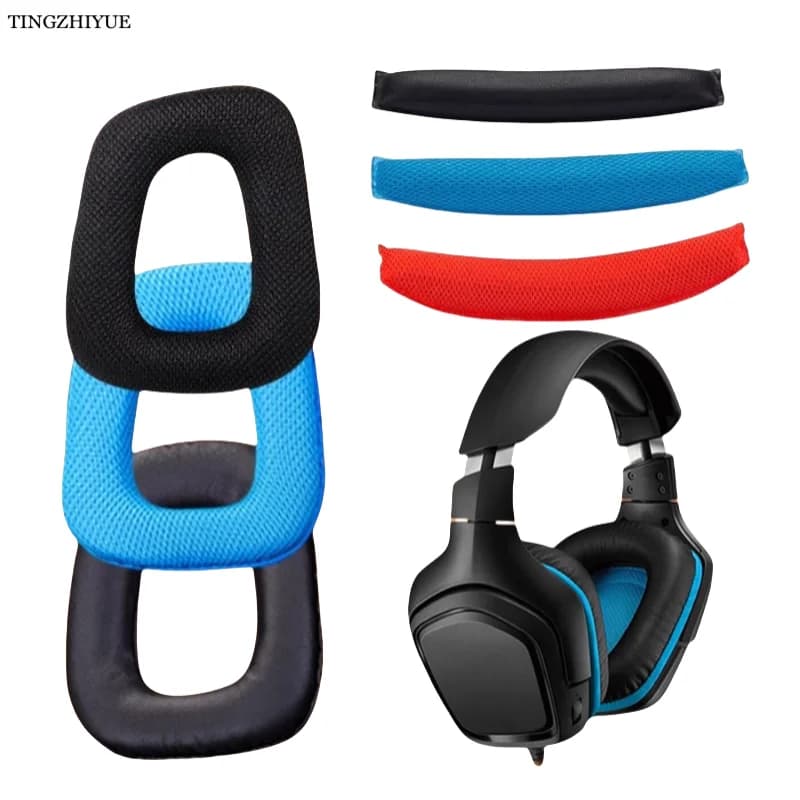Cuscinetti auricolari di ricambio per cuffie da gioco Logitech G930 G430 G231 G431, tappi per le orecchie e fascio di testa per cuffie G930 G231 G431