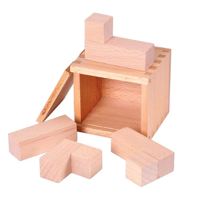 Magic IQ Posizionamento obliquo di blocchi Scatola di puzzle in legno per adulti Bambini Rompicapo Test logico intelligente Giocattoli educativi