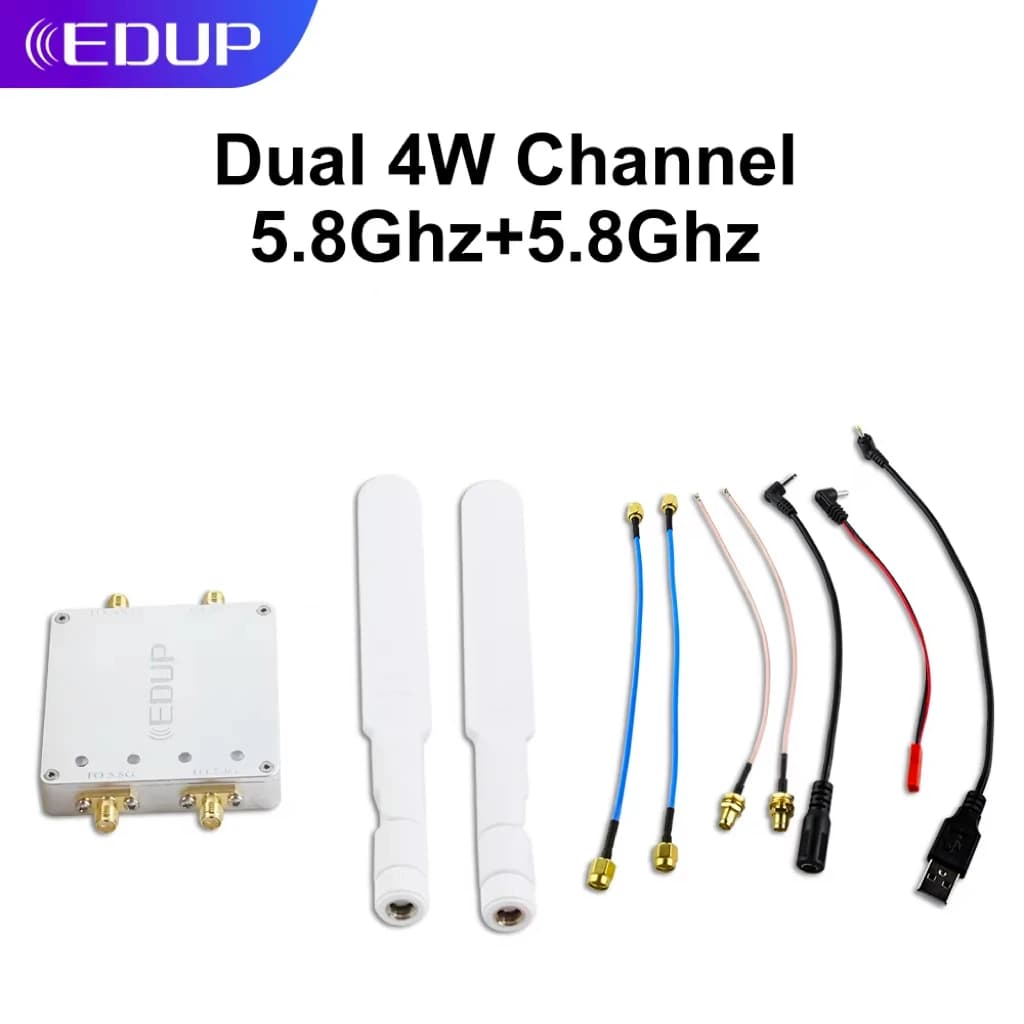 EDUP Amplificatore di segnale Wifi Doppio 5.8Ghz 4W Canale Ripetitore Wifi a lungo raggio Ripetitore extender Wifi con doppia antenna