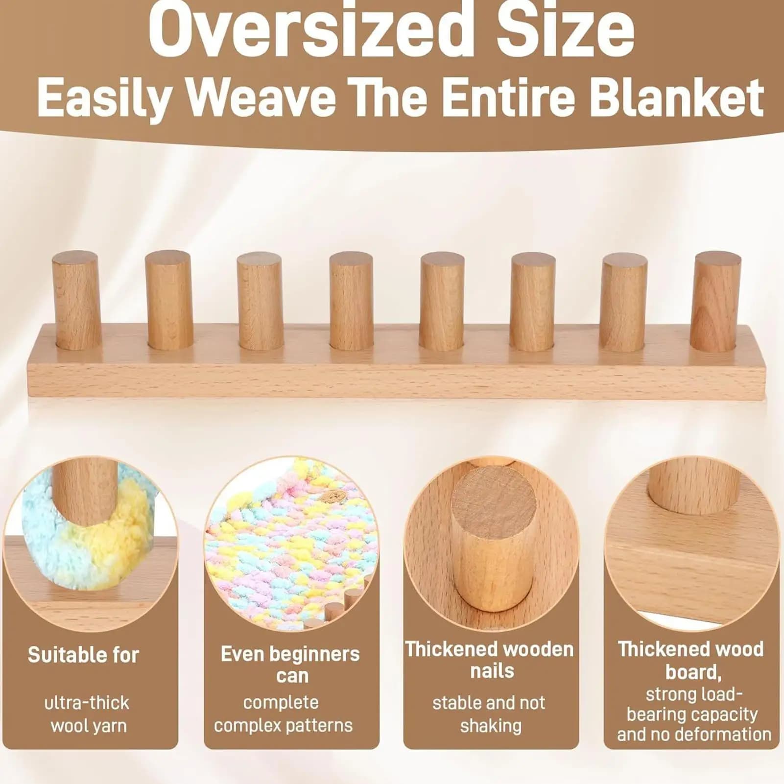Loom Knitting Kit Chunky Crochet Loom Kit Wooden Knitting For Crafts Hobby Beginners Weaving Blanket Scarf Sewing Cushion
