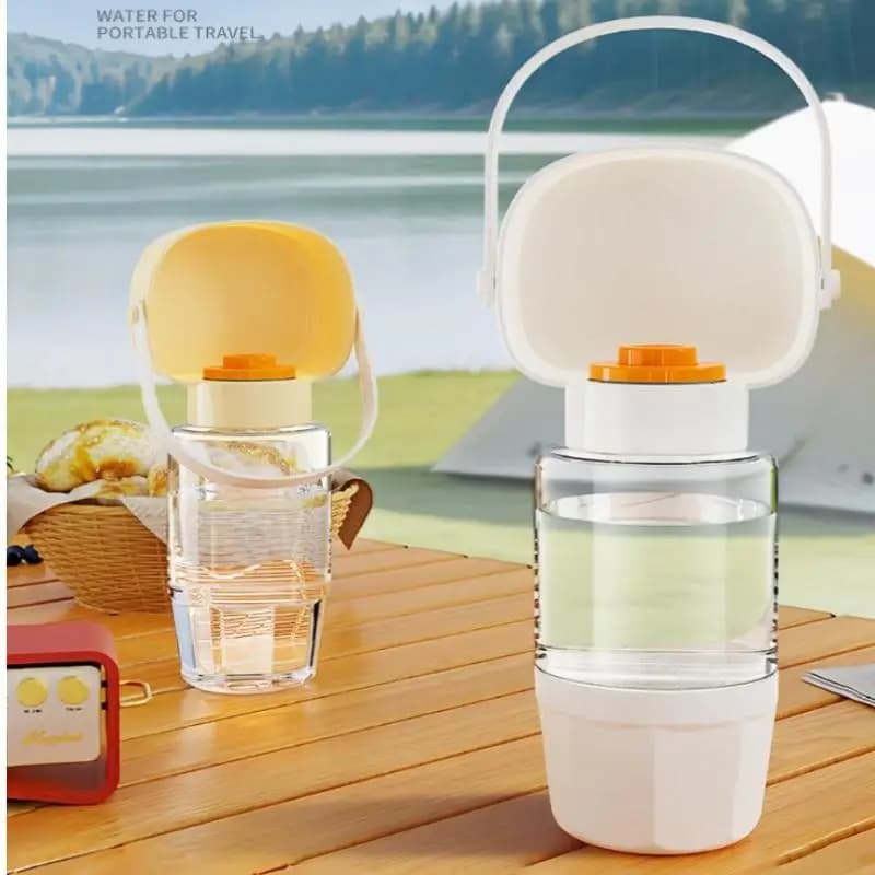 Bottiglia d'acqua portatile per animali domestici, tazza da viaggio per cani, ciotola per acqua e cibo 2 in 1, accessori per animali domestici da esterno.