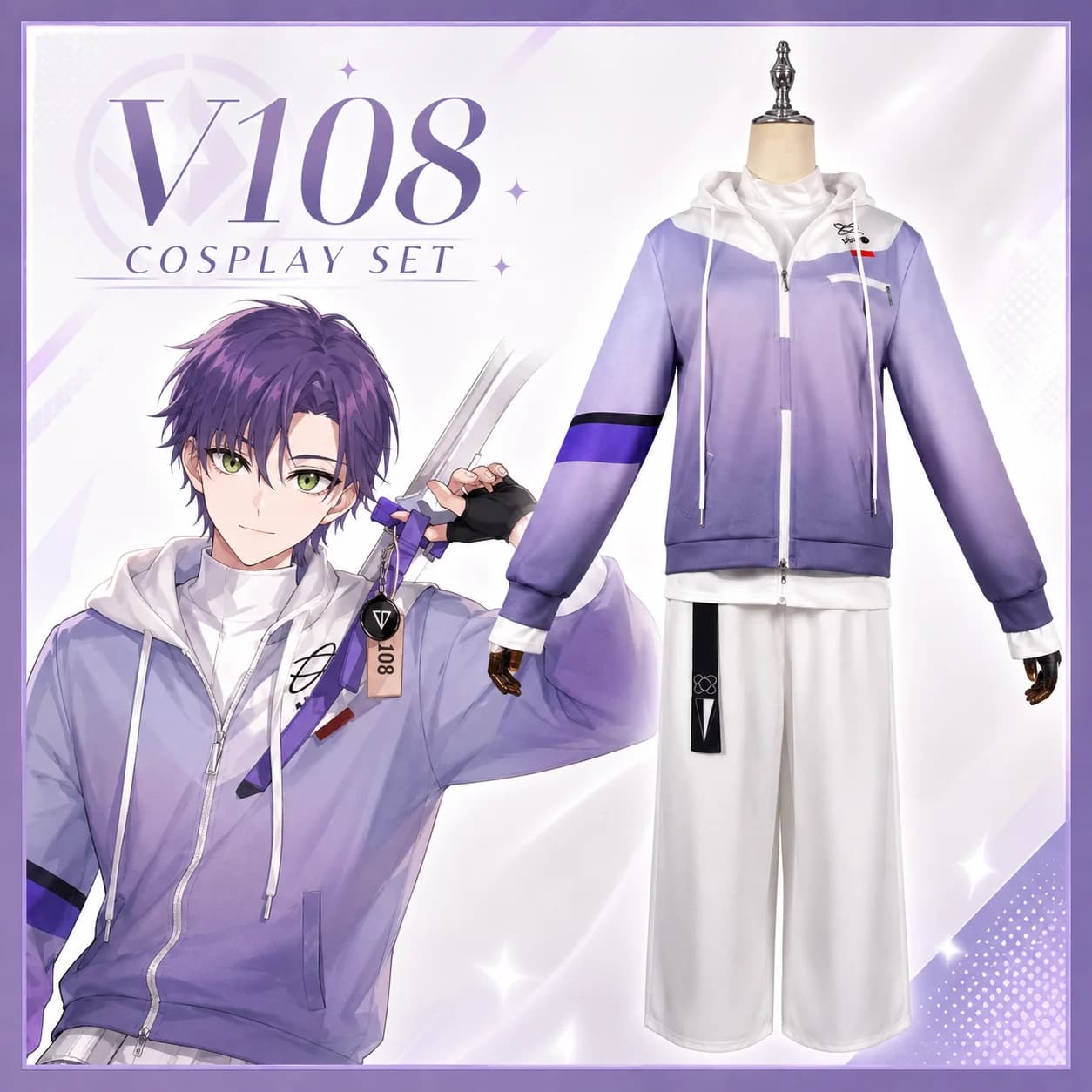 Toya Cosplay Tracksuit Hoodies Pullover Wig Daily Party Suit for Adult Man Cosplay Wig collection with Kenmochi character style