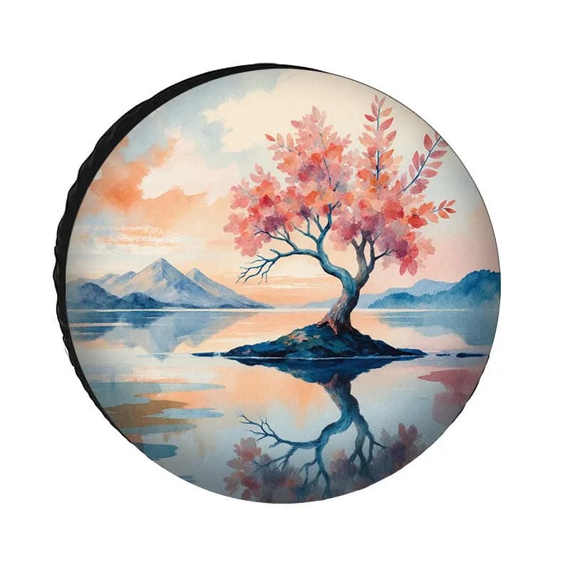 Pastel Sunset Tree Tire Cover Waterproof Auto Wheel Protector Dustproof Outdoor Vehicle Accessory