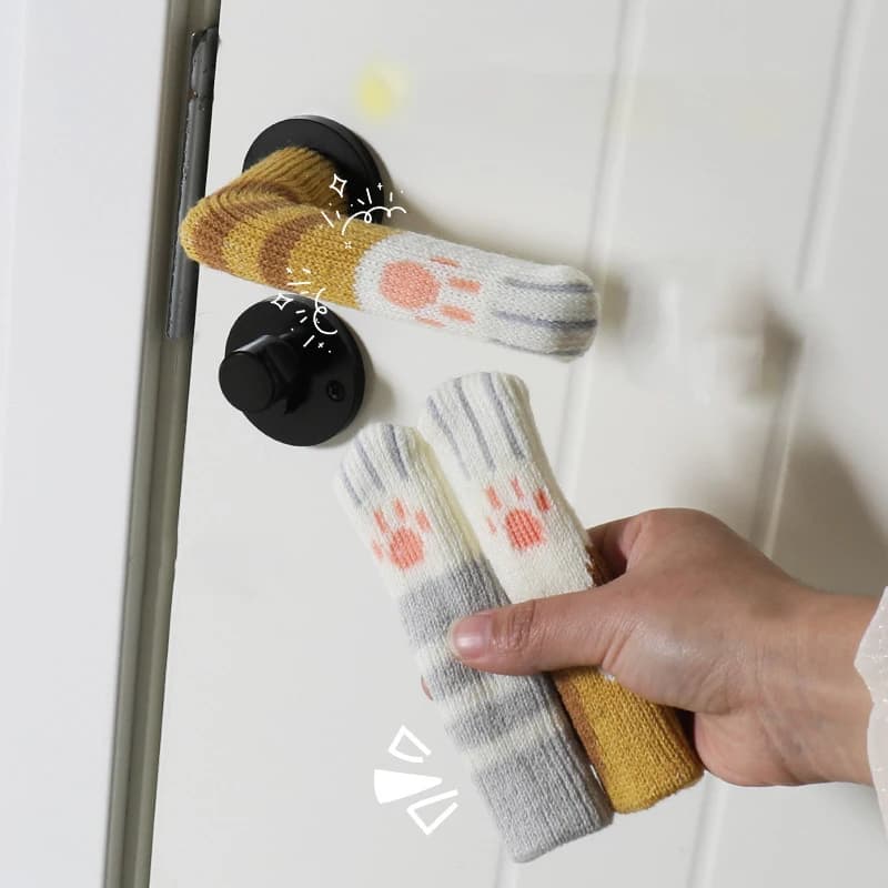 8 pezzi anti-collisione maniglia della porta strumenti di copertura maglia gatto a forma di artiglio copertura protezione bambino maniglia della porta guanti accessori per la casa