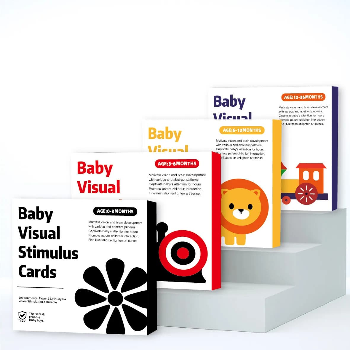 Newborn High Contrast Flashcards Black&White Sensory Toys for 0-3Y Infants Montessori Brain Development with Texture Cards