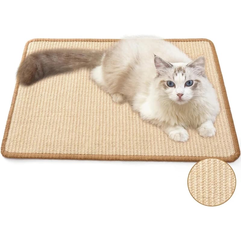 Cat Scratcher Mat Natural Sisal Cat Scratch Mats Cat Floor Scratching Pad Rug with Sticky Tapes Protect Sofa and Carpet
