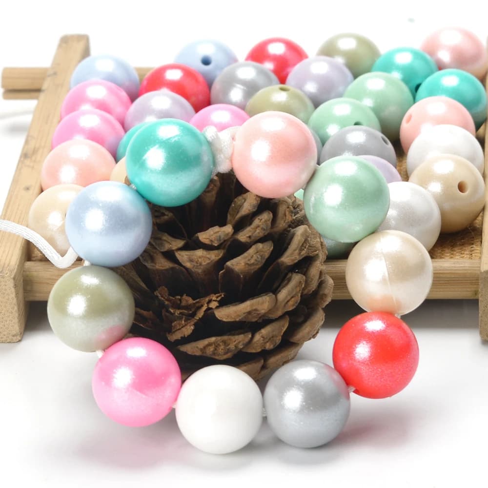 Lofca 44 Pz 15mm Round Carburet Injection Multicolor Silicone Beads BPA-Free Creation of FAI Jewels by yourself Catena Bracelet Accessories