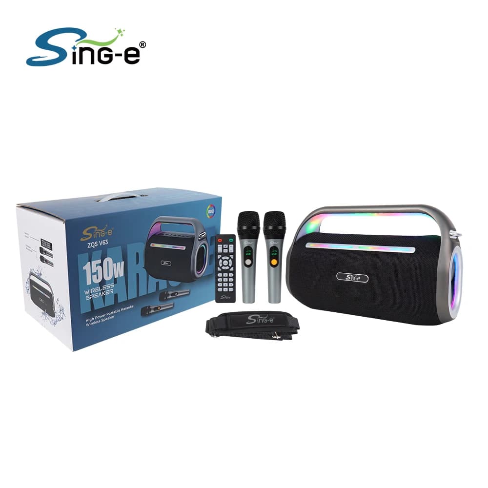 ZQS-V63 Macchina per karaoke da esterno Power Bank da 80 W Watt, subwoofer stereo con microfono wireless, altoparlante per karaoke con telecomando