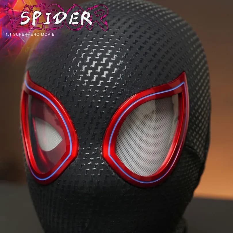 Mascara Miles Spiderman Headgear Cosplay Moving Eyes Electronic Mask Spider Man 1:1 Remote Control Toy For Adults Gift Halloween