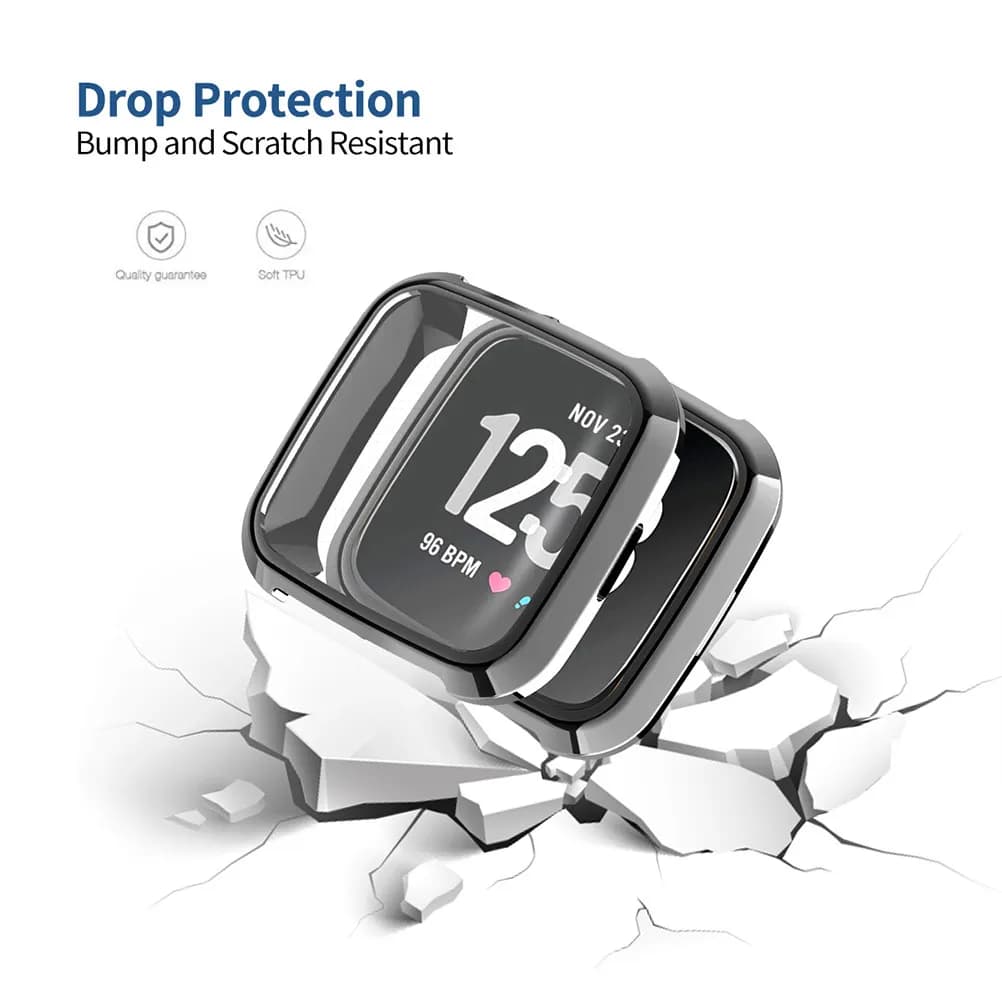 2Pcs Smart Watch Tpu Protective Case Plating Shockproof Anti-Scratch Shell Cover for Sports Black Plating Protective Case