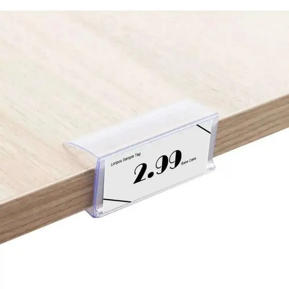 20 Pezzi Portaetichette Trasparenti in Legno per Scaffali, Clip per Cartelli Pop, Super Grip, Cubetti Porta Prezzi da Applicare sui Scaffali