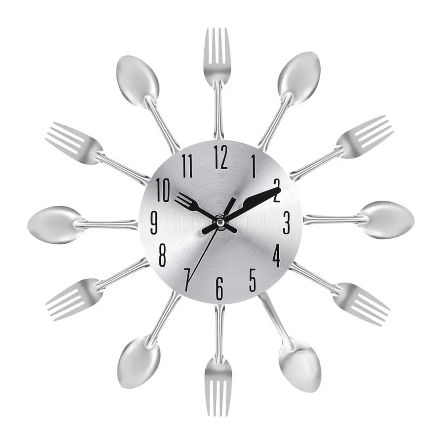 12" Wall Clock, Modern Creative Cutlery Kitchen Spoon Fork Wall Clock