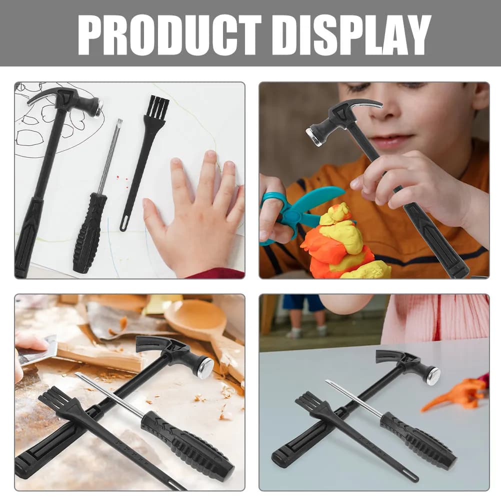 Children's Shelf Tools Set, 1 Set, Metal and Plastic Durevoli, Ergonomic Design, Small Brush, Scalpello, Hammer, Educational Kit